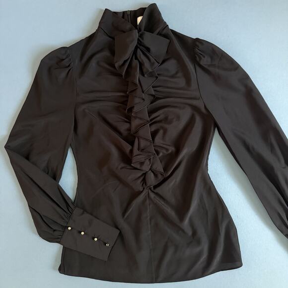 Zimmermann Espionage Cinched Silk Black Long Sleeve Blouse - Picture 3 of 7